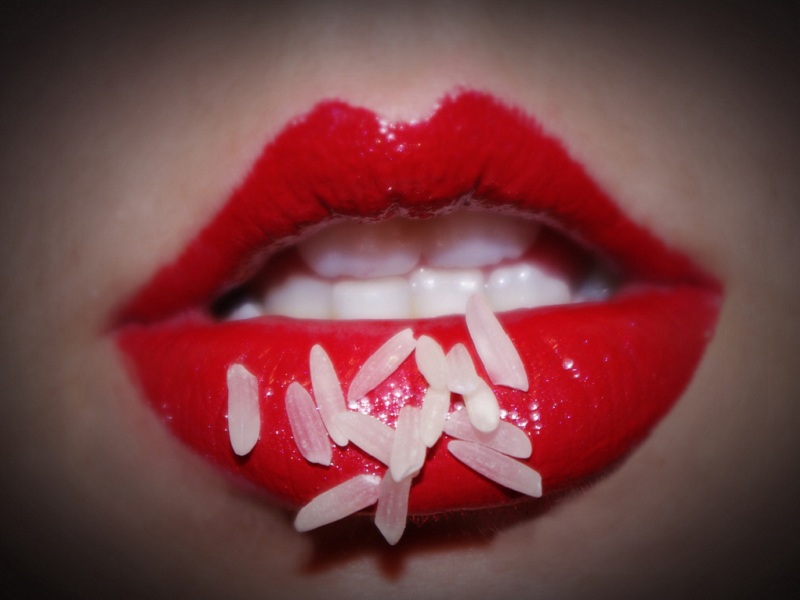 Rote Reis Lippen