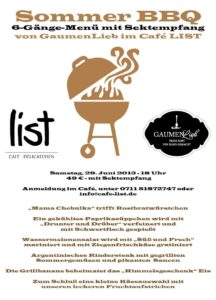 Gaumenlieb Veranstaltung im Cafe List mit BBQ